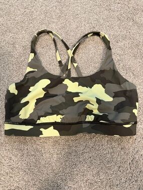 lululemon athletica Yellow & Olive Camo Cross-Back Sports Bra